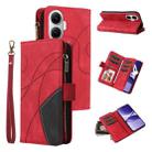 For Xiaomi Poco F7 Dual-color 9 Card Slots Zipper Wallet Leather Phone Case(Red) - 1