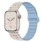 For Apple Watch SE 2023 44mm Colorful Dots Magnetic Silicone Watch Band(Creamy White+Mist Blue) - 1