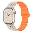 For Apple Watch Series 9 45mm Colorful Dots Magnetic Silicone Watch Band(Starlight+Orange) - 1