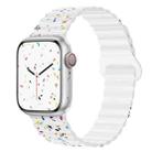 For Apple Watch Series 9 41mm Colorful Dots Magnetic Silicone Watch Band(White) - 1