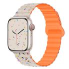 For Apple Watch Series 8 41mm Colorful Dots Magnetic Silicone Watch Band(Starlight+Orange) - 1