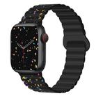 For Apple Watch SE 2022 44mm Colorful Dots Magnetic Silicone Watch Band(Black) - 1