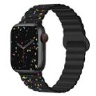 For Apple Watch SE 40mm Colorful Dots Magnetic Silicone Watch Band(Black) - 1