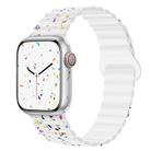 For Apple Watch SE 44mm Colorful Dots Magnetic Silicone Watch Band(White) - 1