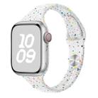 For Apple Watch SE 2023 44mm Slim Style Colorful Dots Silicone Watch Band(White) - 1