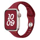 For Apple Watch SE 2023 40mm Slim Style Colorful Dots Silicone Watch Band(Wine Red) - 1