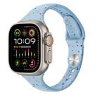 For Apple Watch Ultra 2 49mm Slim Style Colorful Dots Silicone Watch Band(Light Blue) - 1