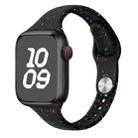 For Apple Watch Series 9 41mm Slim Style Colorful Dots Silicone Watch Band(Black) - 1