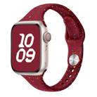 For Apple Watch Series 8 45mm Slim Style Colorful Dots Silicone Watch Band(Wine Red) - 1