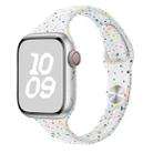 For Apple Watch Series 7 45mm Slim Style Colorful Dots Silicone Watch Band(White) - 1