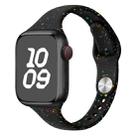 For Apple Watch Series 6 44mm Slim Style Colorful Dots Silicone Watch Band(Black) - 1