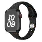 For Apple Watch Series 4 44mm Slim Style Colorful Dots Silicone Watch Band(Black) - 1