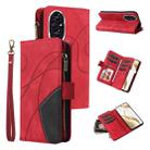 For Honor 200 Dual-color 9 Card Slots Zipper Wallet Leather Phone Case(Red) - 1