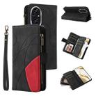 For Honor 200 Dual-color 9 Card Slots Zipper Wallet Leather Phone Case(Black) - 1