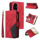 For Honor 200 Pro Dual-color 9 Card Slots Zipper Wallet Leather Phone Case(Red) - 1