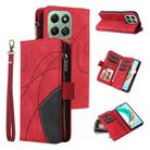 For Honor X6b Dual-color 9 Card Slots Zipper Wallet Leather Phone Case(Red) - 1