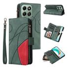 For Honor X6b Dual-color 9 Card Slots Zipper Wallet Leather Phone Case(Green) - 1