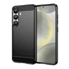 For Samsung Galaxy S25 5G Carbon Fiber Brushed Texture TPU Phone Case(Black) - 1