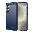 For Samsung Galaxy S25 5G Carbon Fiber Brushed Texture TPU Phone Case(Blue) - 1