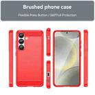 For Samsung Galaxy S25 5G Carbon Fiber Brushed Texture TPU Phone Case(Red) - 2