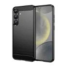For Samsung Galaxy S25+ 5G Carbon Fiber Brushed Texture TPU Phone Case(Black) - 1
