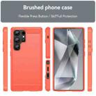 For Samsung Galaxy S25 Ultra 5G Carbon Fiber Brushed Texture TPU Phone Case(Red) - 2
