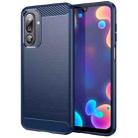 For Samsung Galaxy M36 5G Carbon Fiber Brushed Texture TPU Phone Case(Blue) - 1