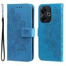 For Redmi 13 4G / Redmi Note 13R Seven-petal Flowers Embossing Leather Phone Case(Blue) - 1