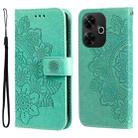 For Redmi 13 4G / Redmi Note 13R Seven-petal Flowers Embossing Leather Phone Case(Green) - 1