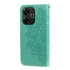 For Redmi 13 4G / Redmi Note 13R Seven-petal Flowers Embossing Leather Phone Case(Green) - 3