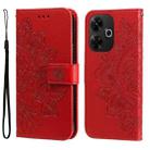 For Redmi 13 4G / Redmi Note 13R Seven-petal Flowers Embossing Leather Phone Case(Red) - 1