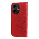 For Redmi 13 4G / Redmi Note 13R Seven-petal Flowers Embossing Leather Phone Case(Red) - 3