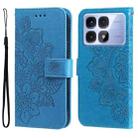 For Redmi K70 Ultra Seven-petal Flowers Embossing Leather Phone Case(Blue) - 1