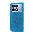 For Redmi K70 Ultra Seven-petal Flowers Embossing Leather Phone Case(Blue) - 3