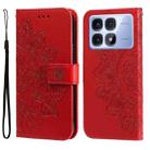 For Redmi K70 Ultra Seven-petal Flowers Embossing Leather Phone Case(Red) - 1