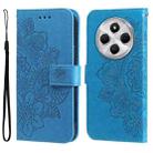 For Redmi 14C 4G Seven-petal Flowers Embossing Leather Phone Case(Blue) - 1