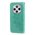 For Redmi 14C 4G Seven-petal Flowers Embossing Leather Phone Case(Green) - 3