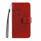 For Redmi 14C 4G Seven-petal Flowers Embossing Leather Phone Case(Red) - 2