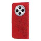 For Redmi 14C 4G Seven-petal Flowers Embossing Leather Phone Case(Red) - 3