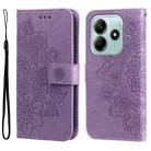 For Redmi Note 14 5G Seven-petal Flowers Embossing Leather Phone Case(Light Purple) - 1