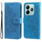 For Redmi Note 14 5G Seven-petal Flowers Embossing Leather Phone Case(Blue) - 1