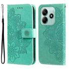 For Redmi Note 14 5G Seven-petal Flowers Embossing Leather Phone Case(Green) - 1