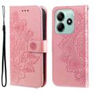 For Redmi Note 14 5G Seven-petal Flowers Embossing Leather Phone Case(Rose Gold) - 1