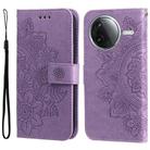 For Redmi K80 Seven-petal Flowers Embossing Leather Phone Case(Light Purple) - 1