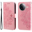 For Redmi K80 Seven-petal Flowers Embossing Leather Phone Case(Rose Gold) - 1