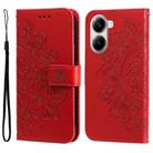 For Redmi Turbo 4 / Xiaomi Poco X7 Pro Seven-petal Flowers Embossing Leather Phone Case(Red) - 1