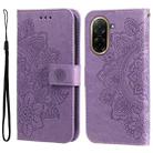 For Redmi A5 4G 173.3mm Seven-petal Flowers Embossing Leather Phone Case(Light Purple) - 1