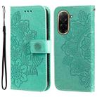 For Redmi A5 4G 173.3mm Seven-petal Flowers Embossing Leather Phone Case(Green) - 1
