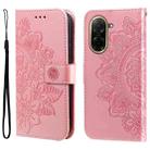 For Redmi A5 4G 173.3mm Seven-petal Flowers Embossing Leather Phone Case(Rose Gold) - 1