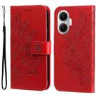 For Redmi Turbo 4 Pro / Xiaomi Poco F7 Seven-petal Flowers Embossing Leather Phone Case(Red) - 1